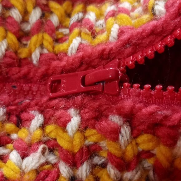 Vintage Handmade Red Zip Up Sweater Jacket - Picture 7 of 7